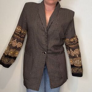 Vintage Kensington Square Womens Top Sz M Medium Brick Italian Shoulder Pads 80s